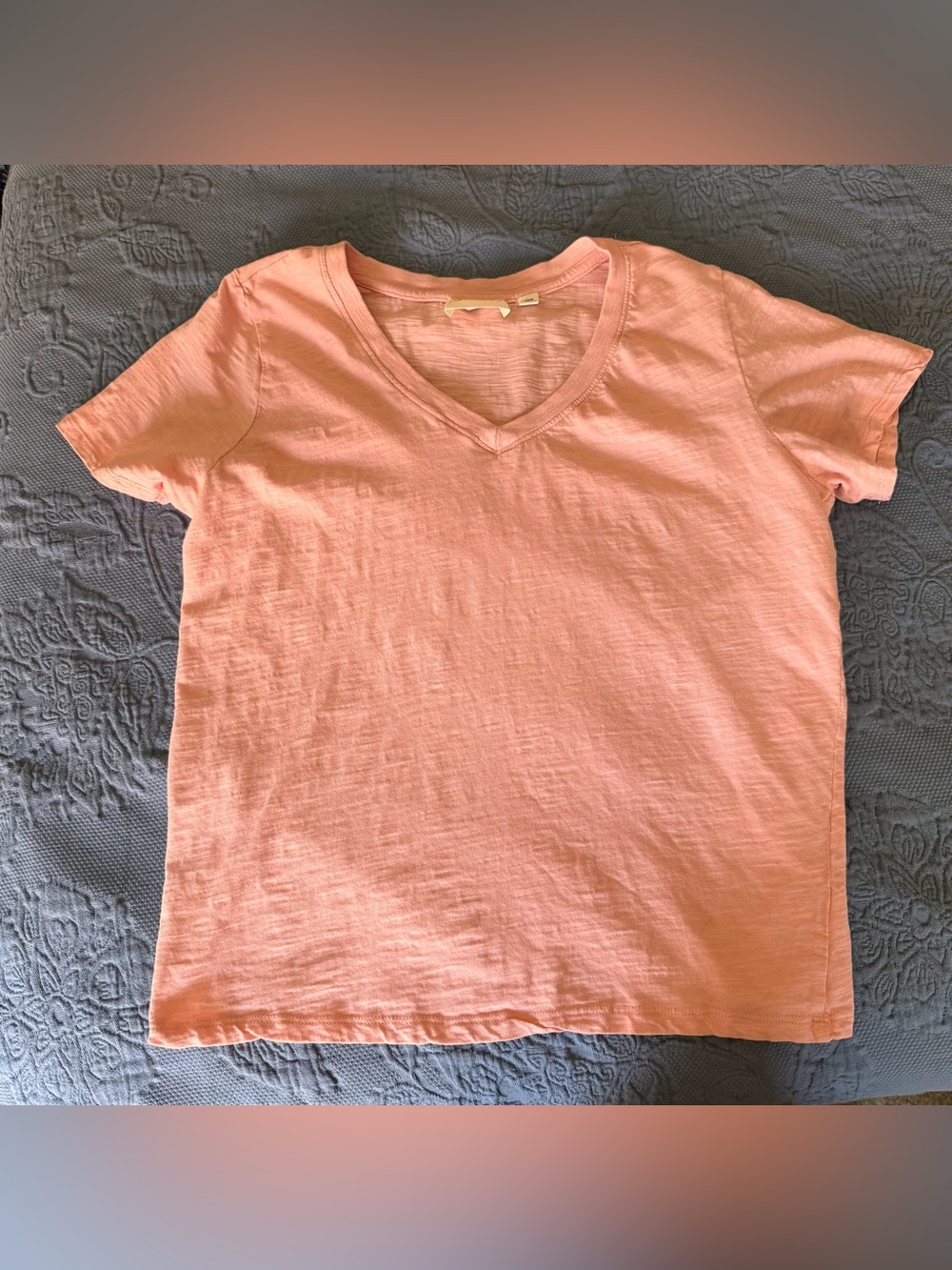 Women's Short Sleeve V-Neck Tee in Light Peach